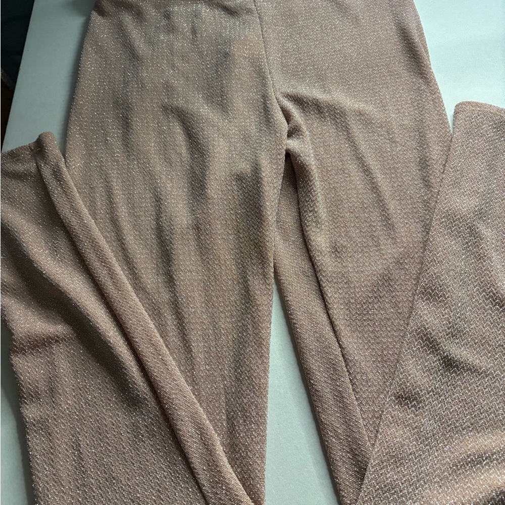 Tan Ribbed Knit Leggings with Stretchy Fit
